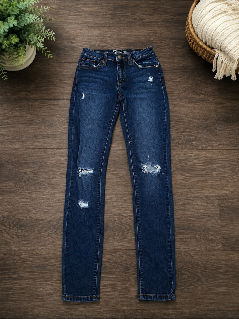 KanCan Dark Blue Distressed Skinny Jeans